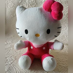 Hello Kitty Sanrio Plush Pink Shirt/ Overalls Pink Bow Stuffed animal  15” 2015